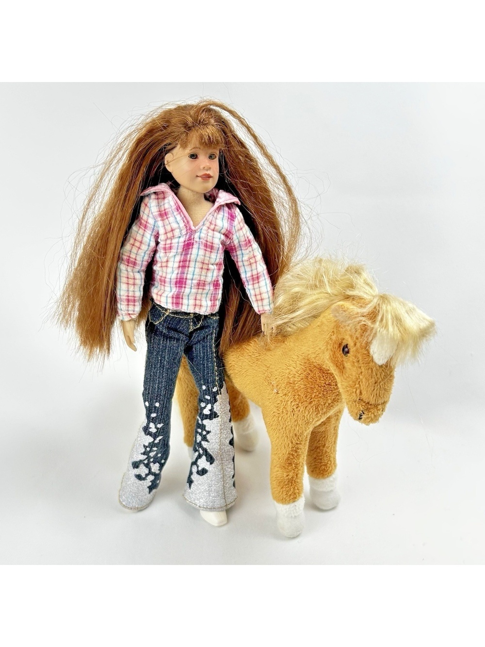 Only Hearts Club Doll & Pony Plush Toys Brunette With Jeans Shirt Palomino Horse